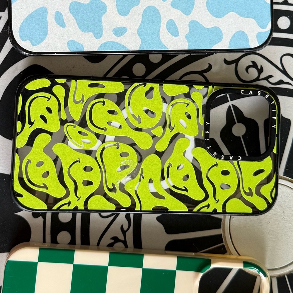 Casetify Neon Green Smiley Face iPhone 15 Pro Max Case